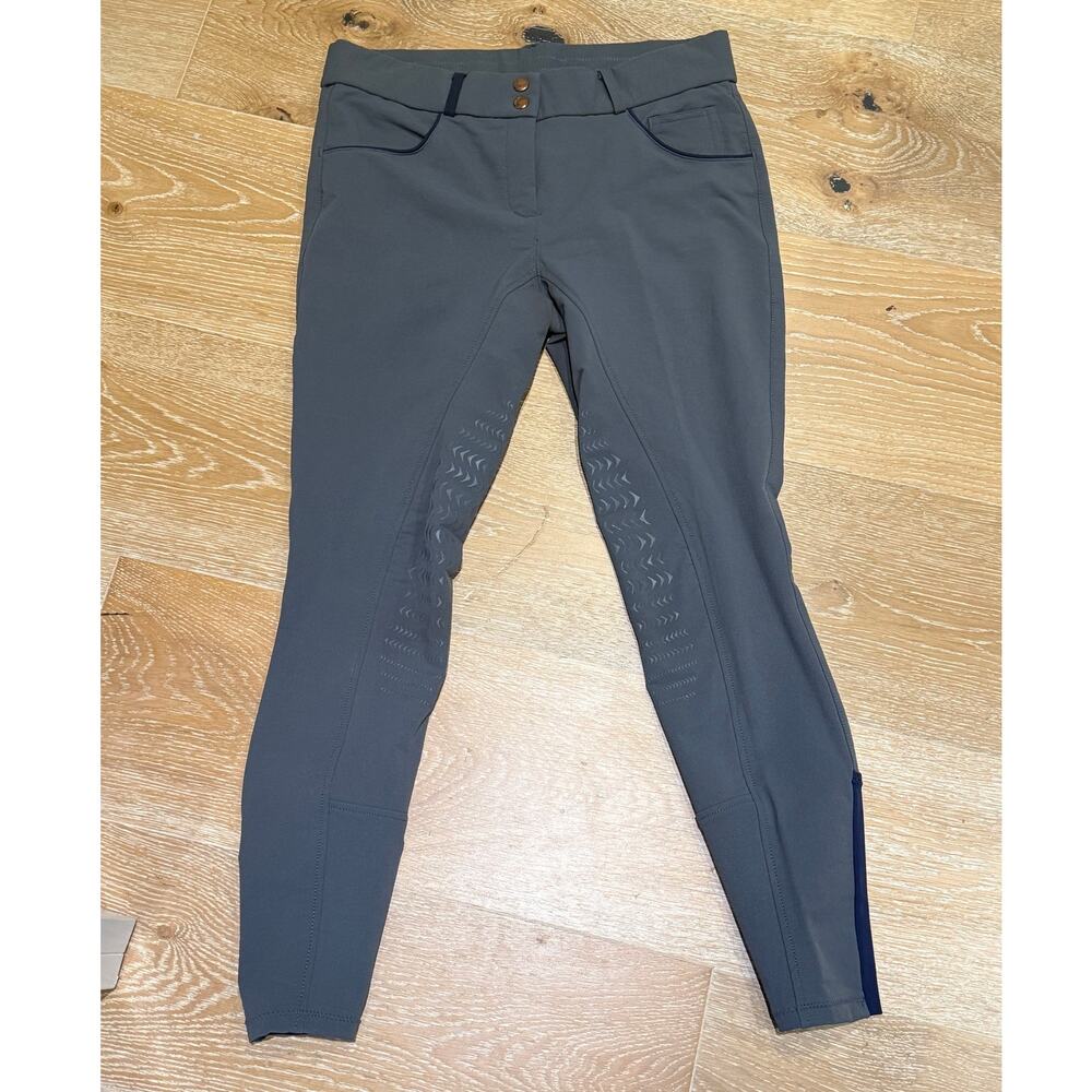 Equisite Breeches Women’s Size 30 – Gray/Navy Knee-Grip Performance Riding Pants